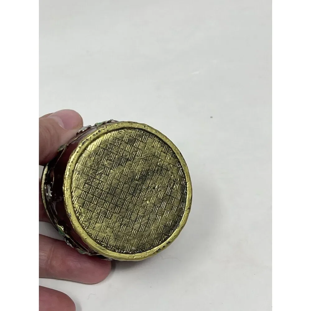 Vintage Iris Floral Arts Hinged Trinket Box ~ Hinged ~ Holds Roll of Stamps